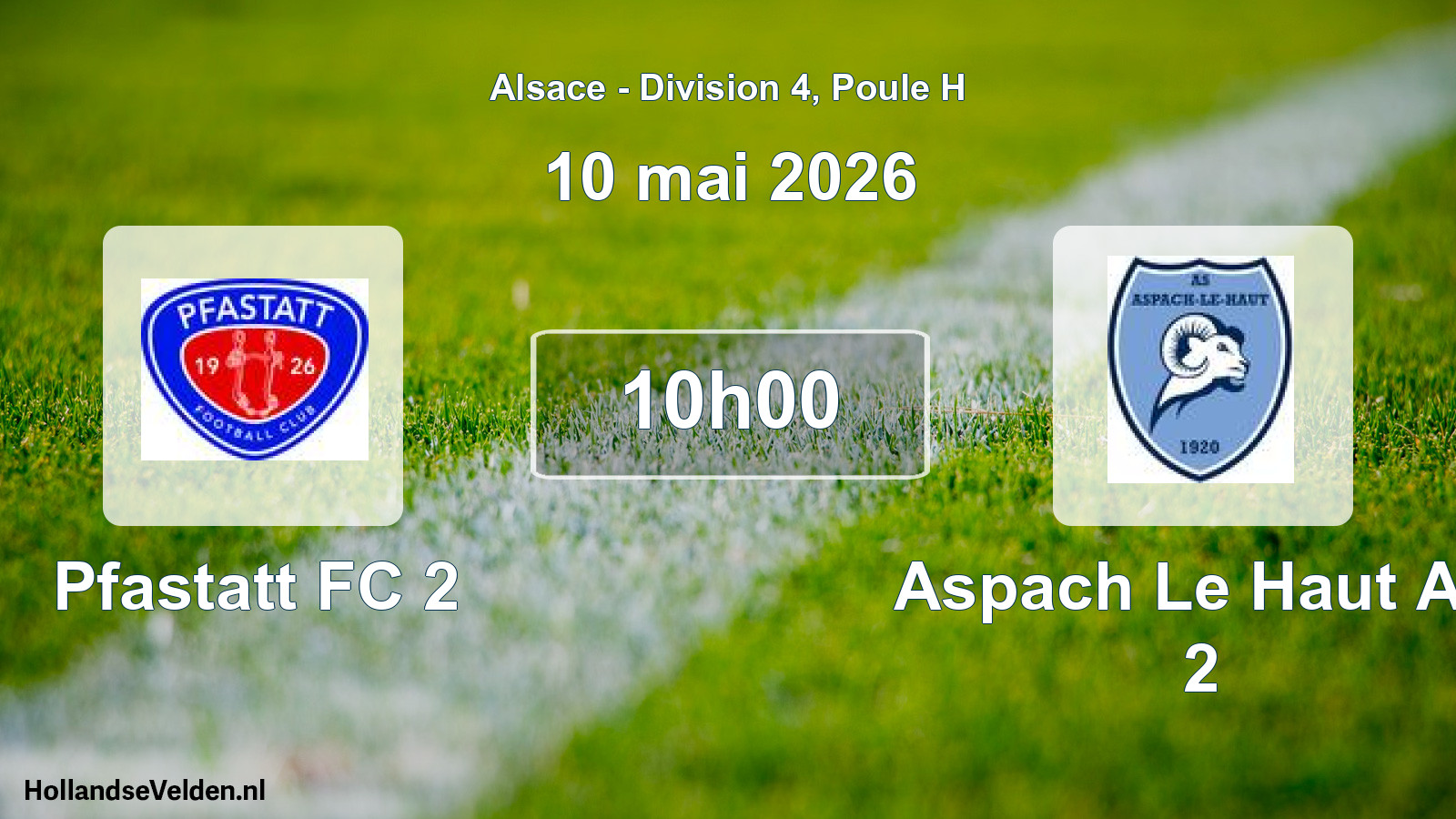 Match programmé: Pfastatt FC 2 - Aspach Le Haut AS 2 (10 mai 2026)