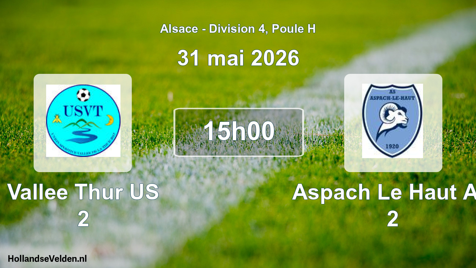Match programmé: Vallee Thur US 2 - Aspach Le Haut AS 2 (31 mai 2026)