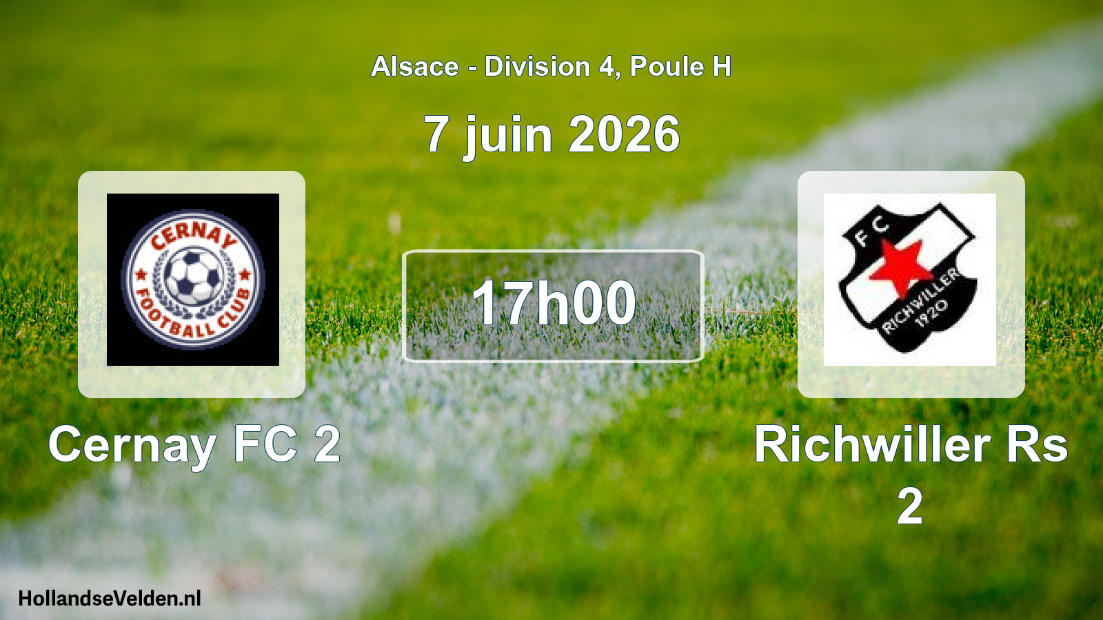 Match programmé: Cernay FC 2 - Richwiller Rs 2 (7 juin 2026)