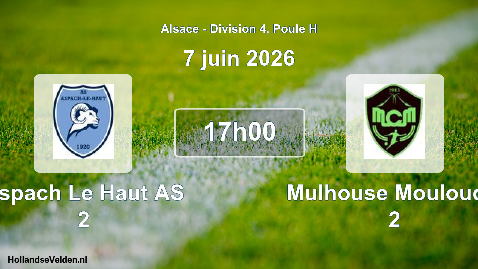Match programmé: Aspach Le Haut AS 2 - Mulhouse Mouloudia 2 (7 juin 2026)