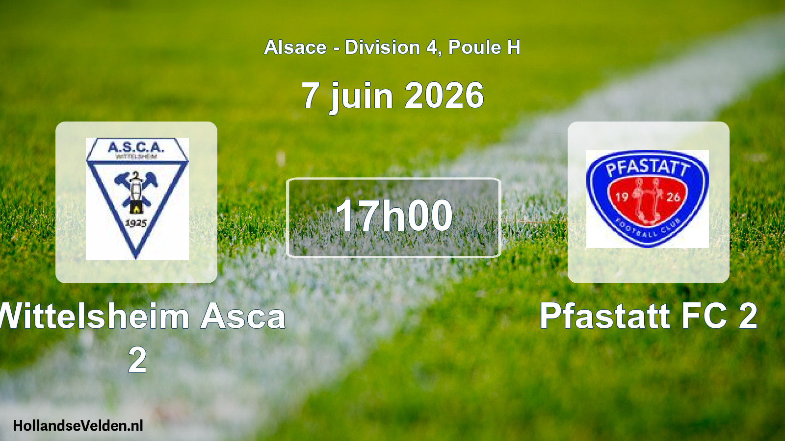 Match programmé: Wittelsheim Asca 2 - Pfastatt FC 2 (7 juin 2026)