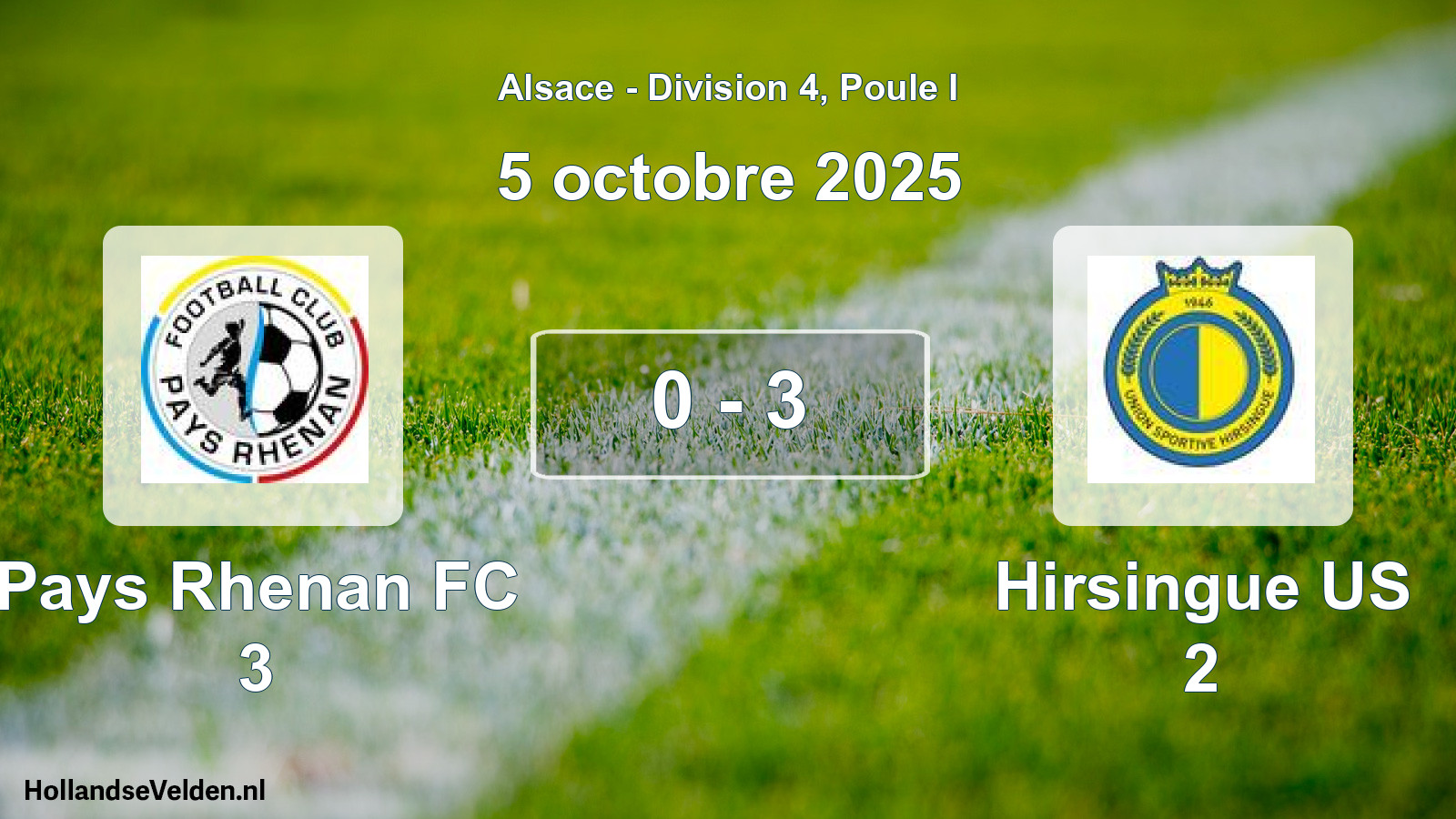 Gespeelde wedstrijd: Pays Rhenan FC 3 - Hirsingue US 2 0 - 3 (5 oktober 2025)