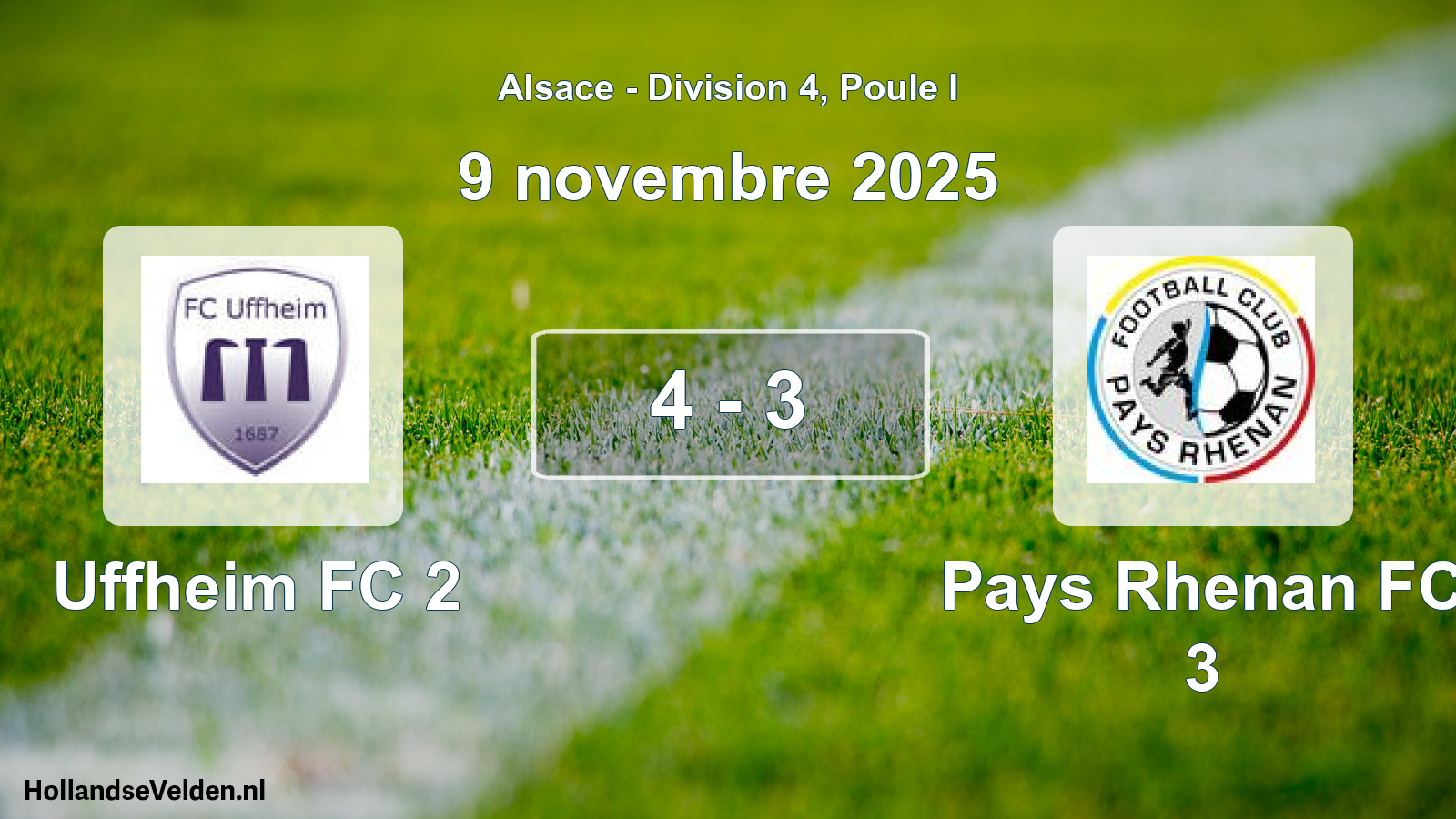 Total number of matches played: Uffheim FC 2 - Pays Rhenan FC 3 4 - 3 (9 November 2025)