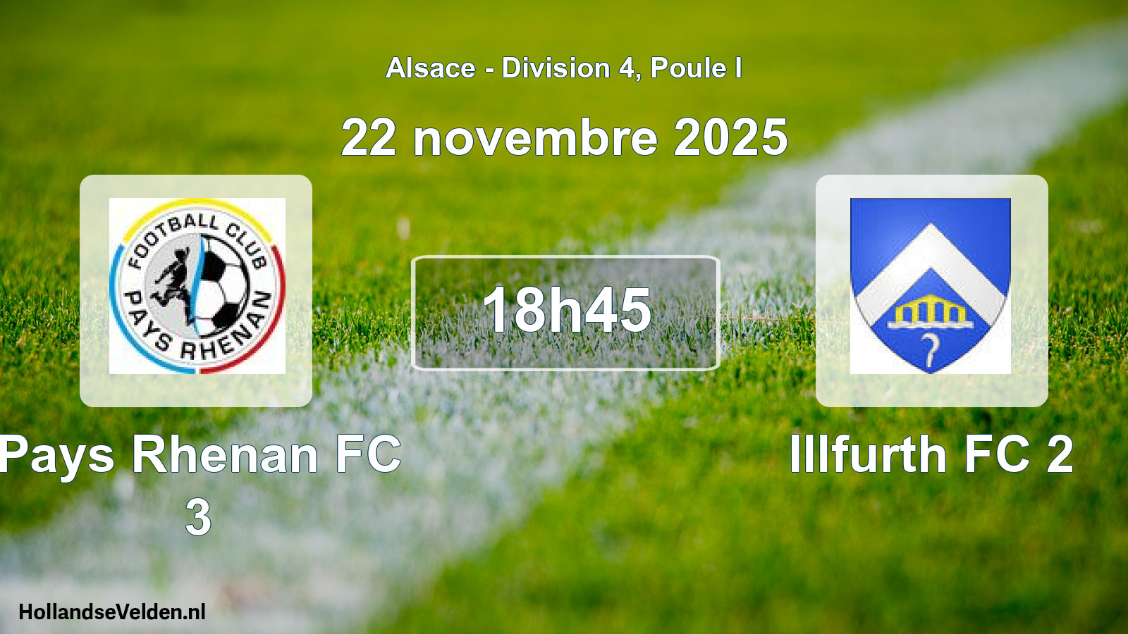 Match programmé: Pays Rhenan FC 3 - Illfurth FC 2 (22 novembre 2025)