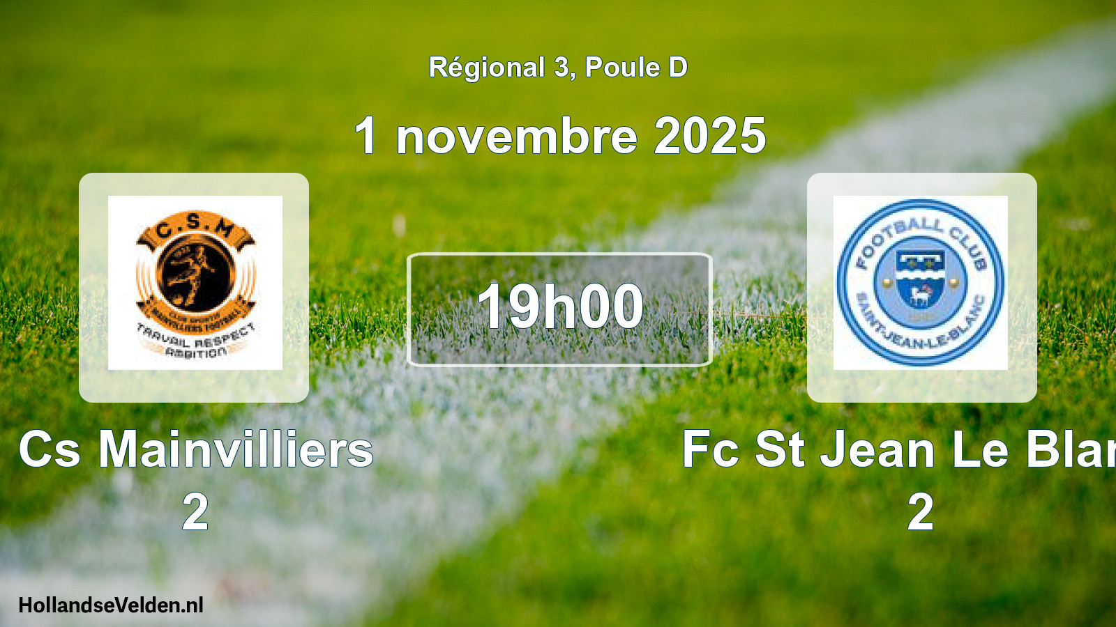 Geplande wedstrijd: Cs Mainvilliers 2 - Fc St Jean Le Blanc 2 (1 novembre 2025)