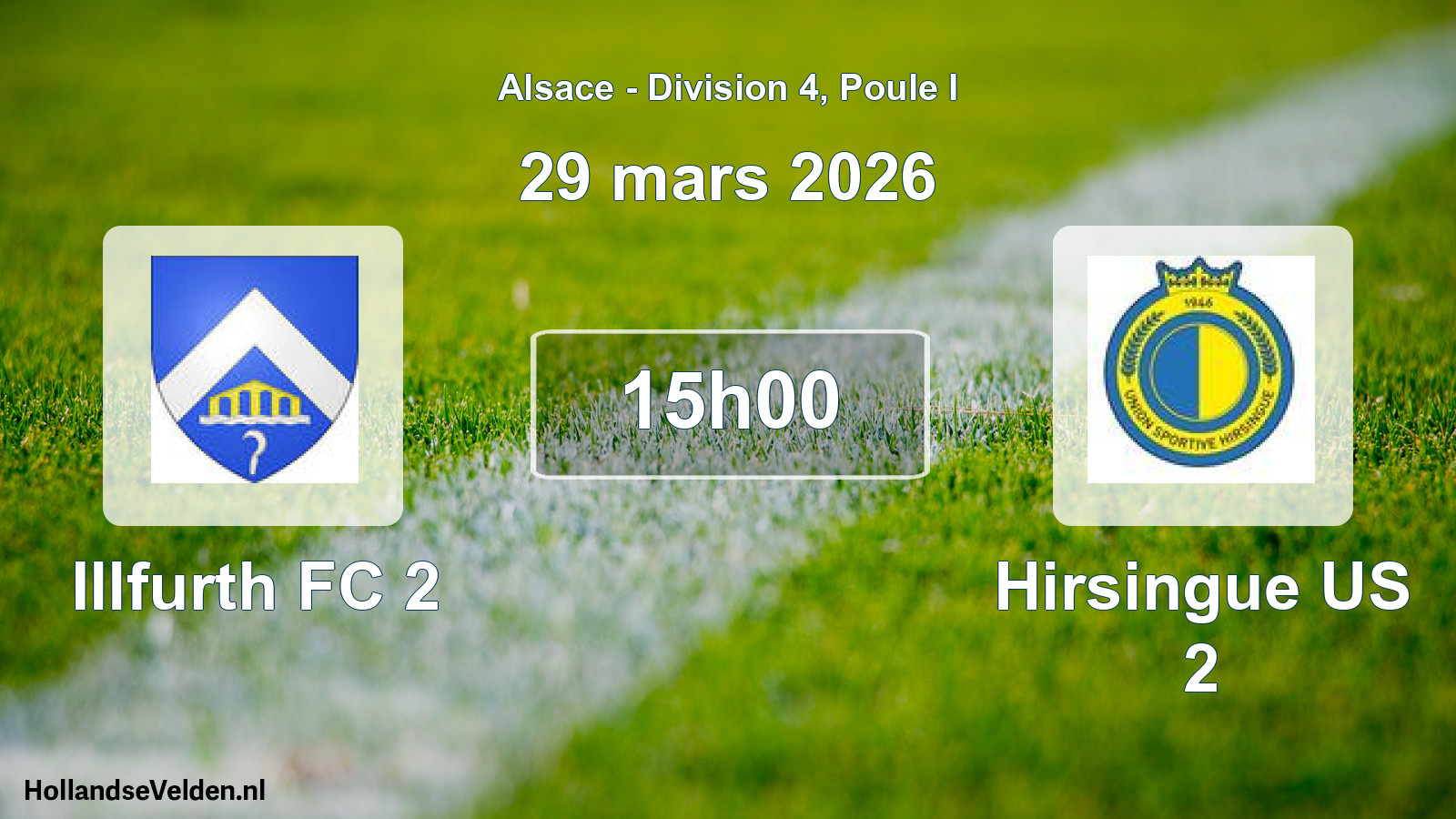 Match programmé: Illfurth FC 2 - Hirsingue US 2 (29 mars 2026)