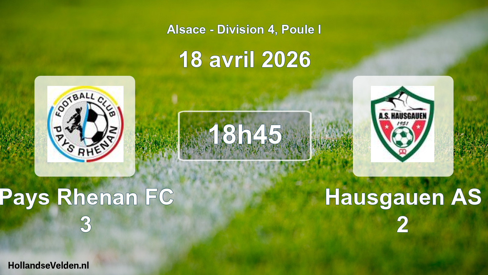 Geplande wedstrijd: Pays Rhenan FC 3 - Hausgauen AS 2 (18 april 2026)
