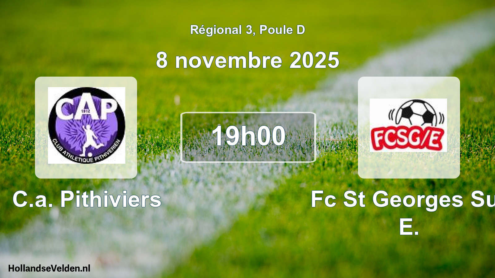Geplande wedstrijd: C.a. Pithiviers - Fc St Georges Sur E. (8 novembre 2025)