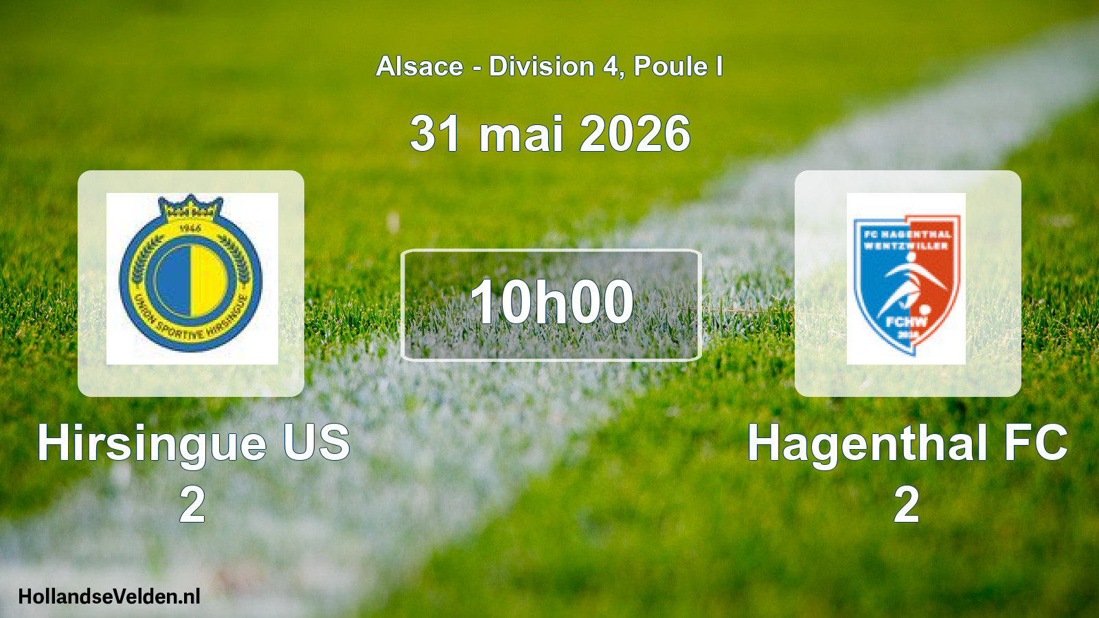 Match programmé: Hirsingue US 2 - Hagenthal FC 2 (31 mai 2026)