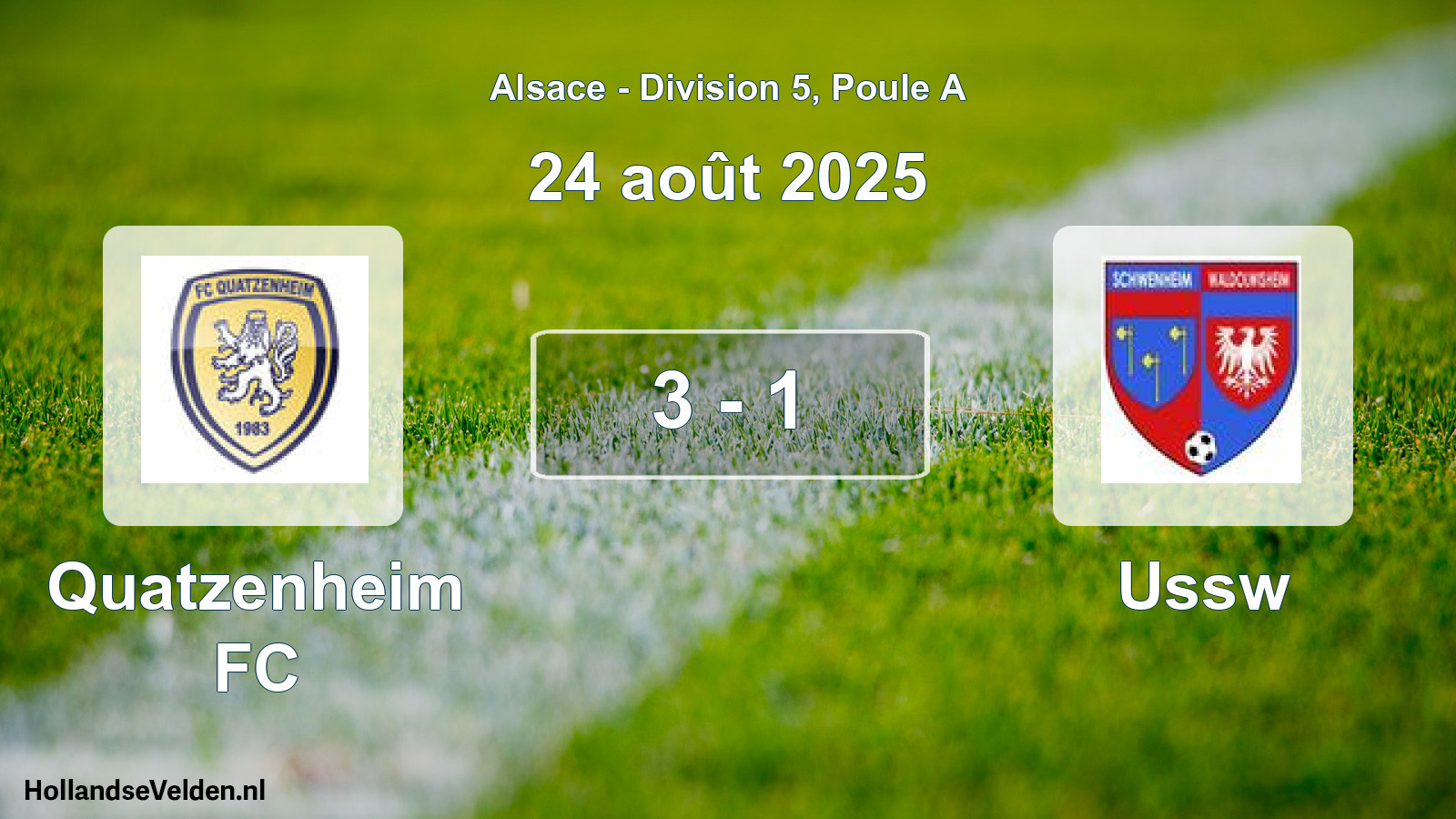 Total number of matches played: Quatzenheim FC - Ussw 3 - 1 (24 August 2025)