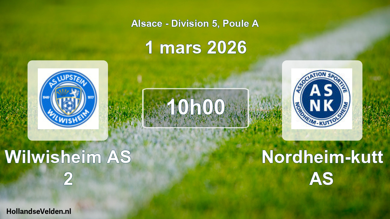 Match programmé: Wilwisheim AS 2 - Nordheim-kutt AS (1 mars 2026)