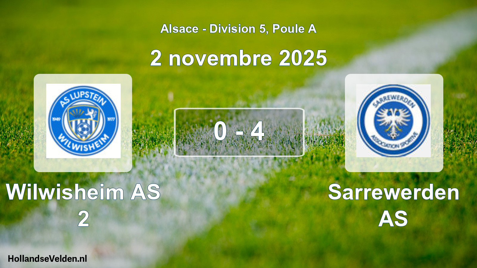 Match joué: Wilwisheim AS 2 - Sarrewerden AS 0 - 4 (2 novembre 2025)