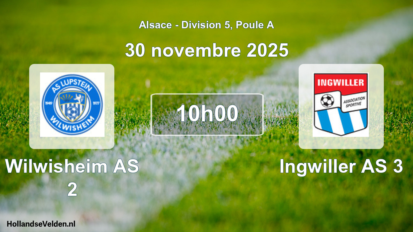 Match programmé: Wilwisheim AS 2 - Ingwiller AS 3 (30 novembre 2025)