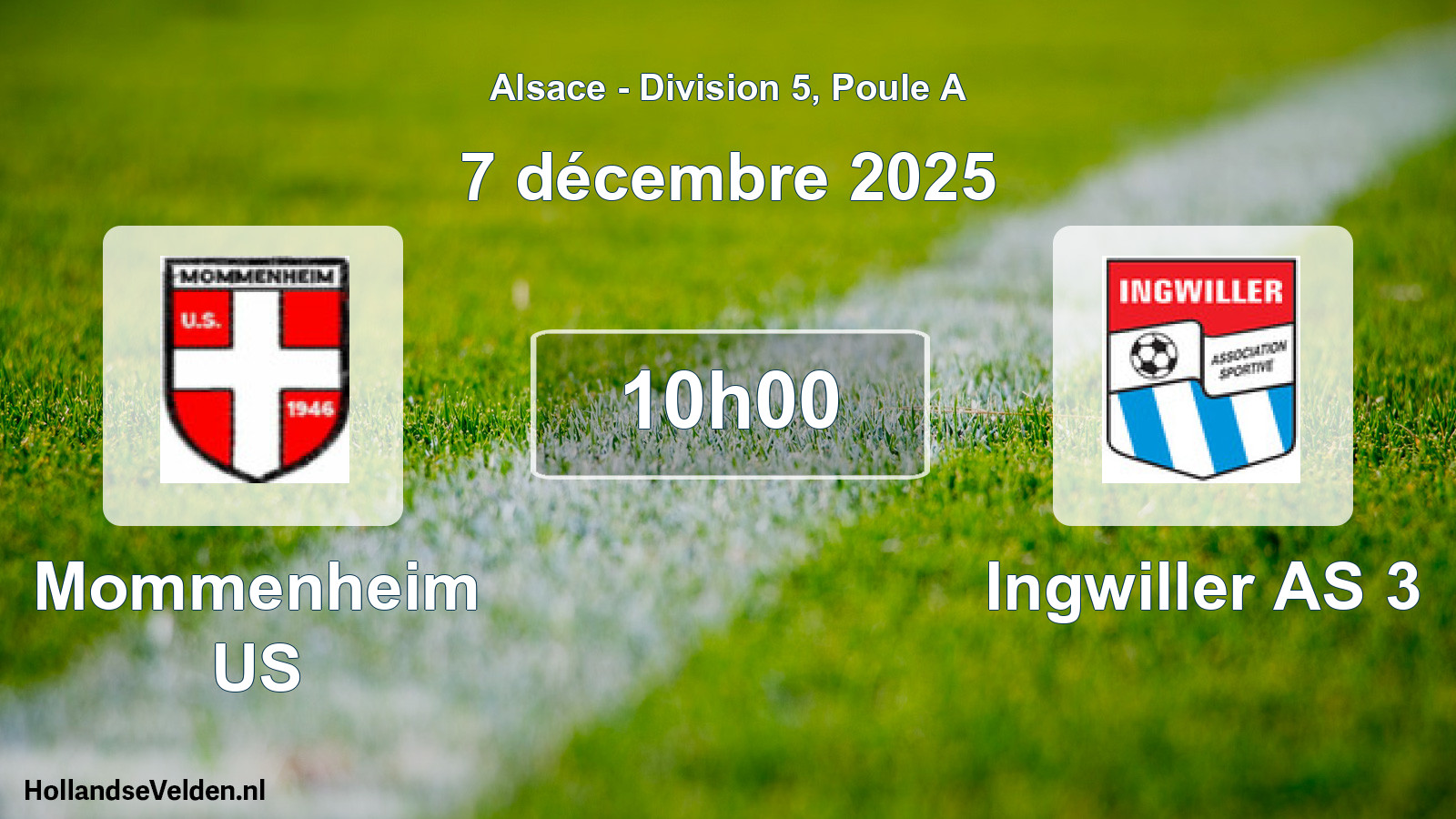 Match programmé: Mommenheim US - Ingwiller AS 3 (7 décembre 2025)