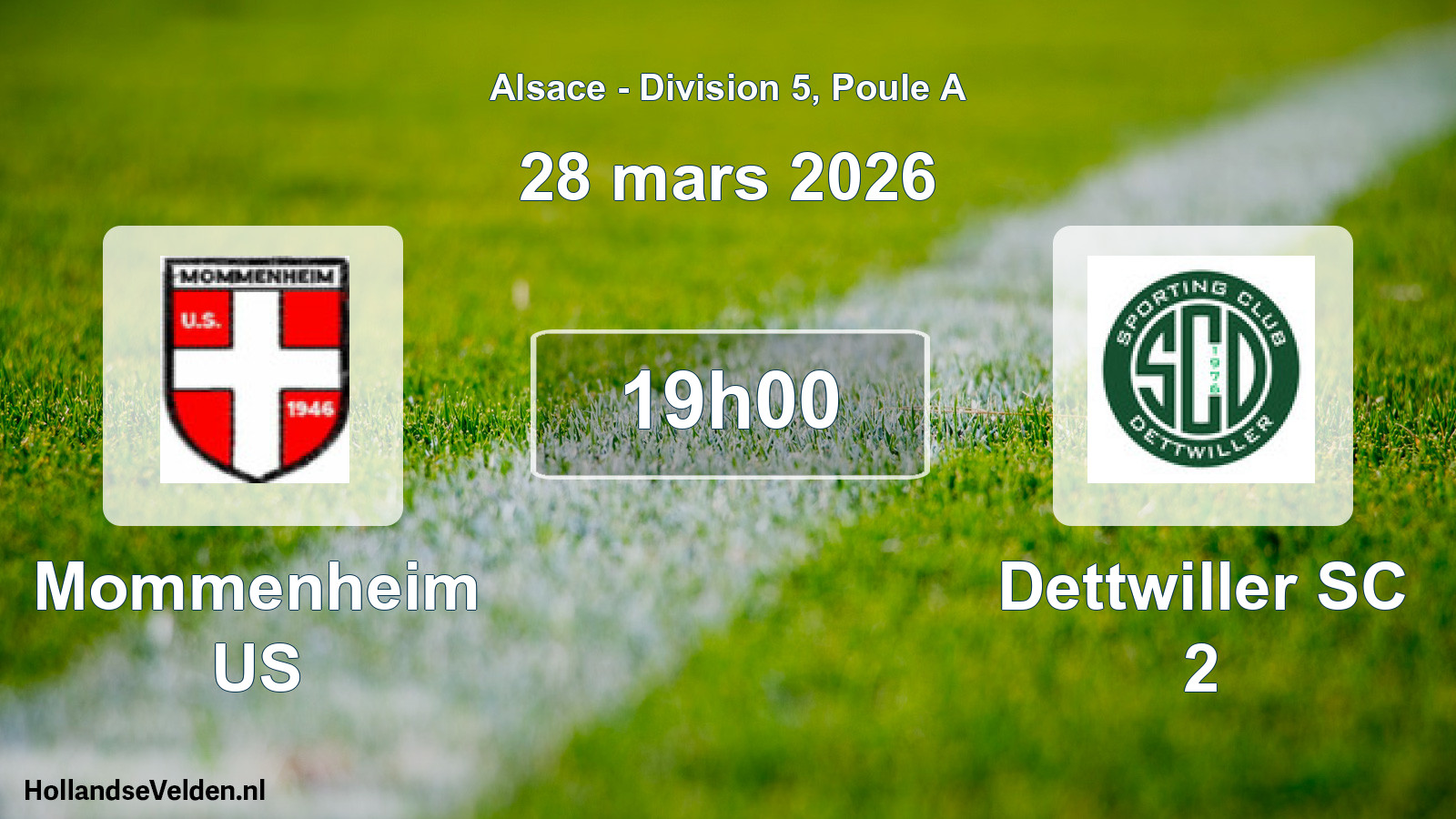 Geplande wedstrijd: Mommenheim US - Dettwiller SC 2 (28 maart 2026)