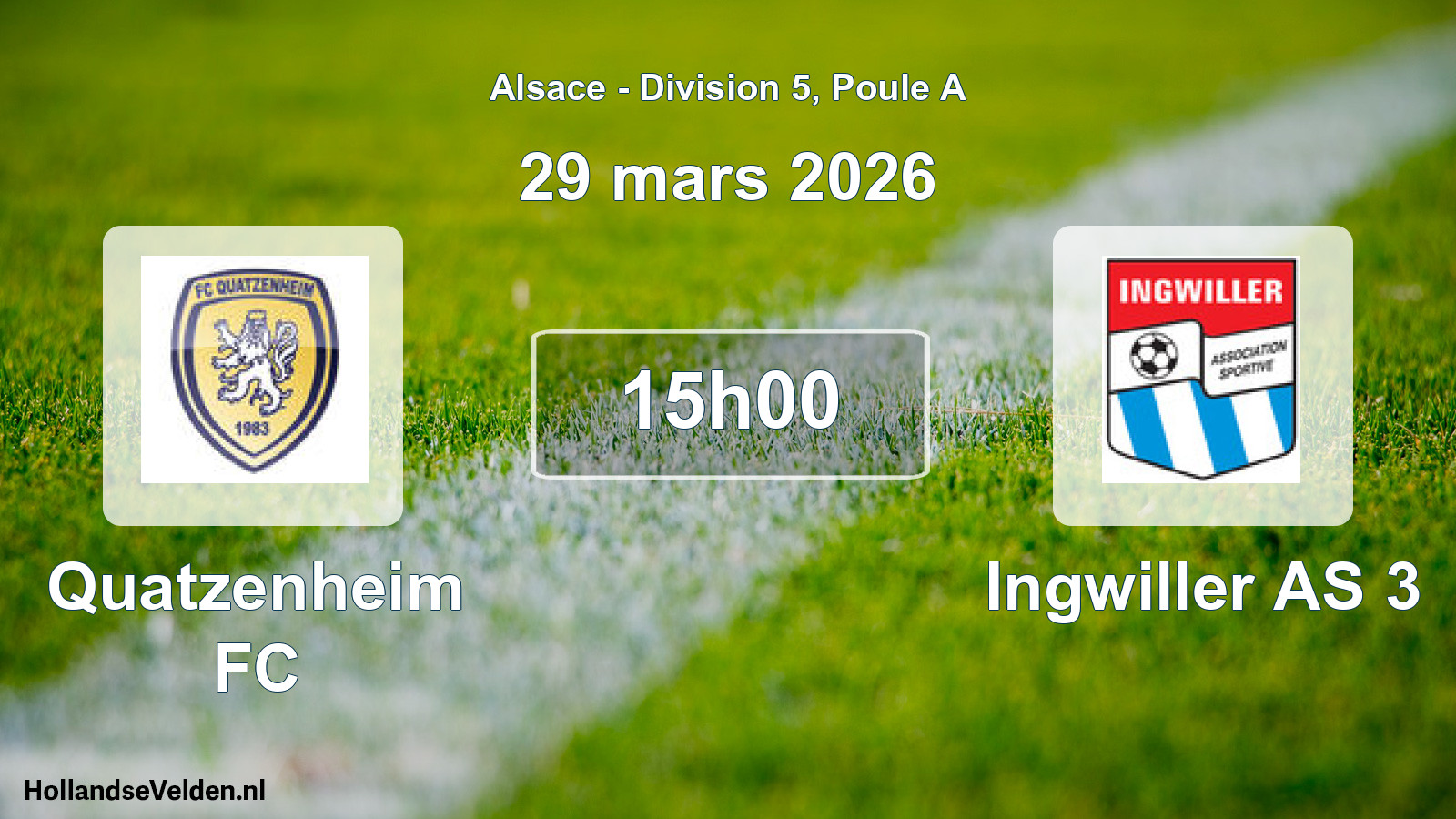 Match programmé: Quatzenheim FC - Ingwiller AS 3 (29 mars 2026)