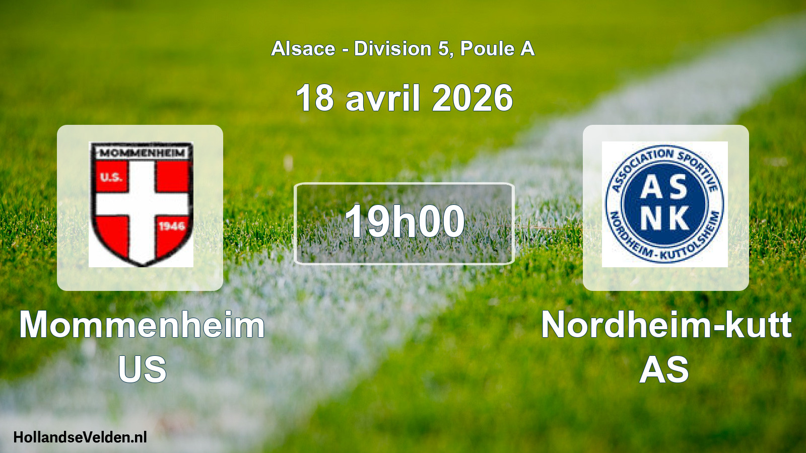 Match programmé: Mommenheim US - Nordheim-kutt AS (18 avril 2026)