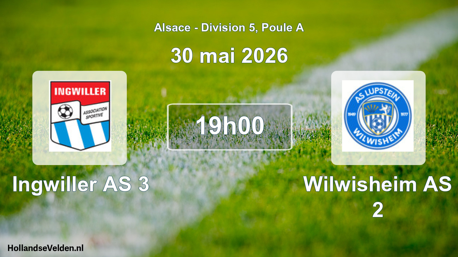 Match programmé: Ingwiller AS 3 - Wilwisheim AS 2 (30 mai 2026)