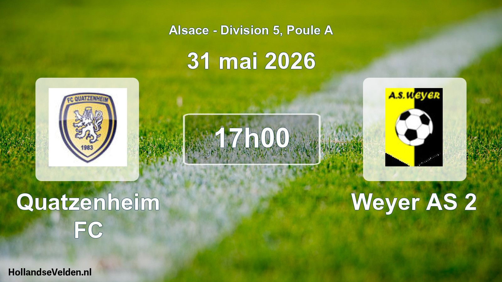 Match programmé: Quatzenheim FC - Weyer AS 2 (31 mai 2026)