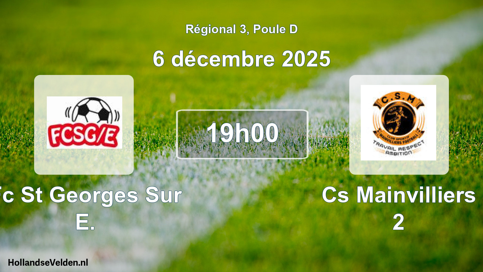 Geplande wedstrijd: Fc St Georges Sur E. - Cs Mainvilliers 2 (6 décembre 2025)