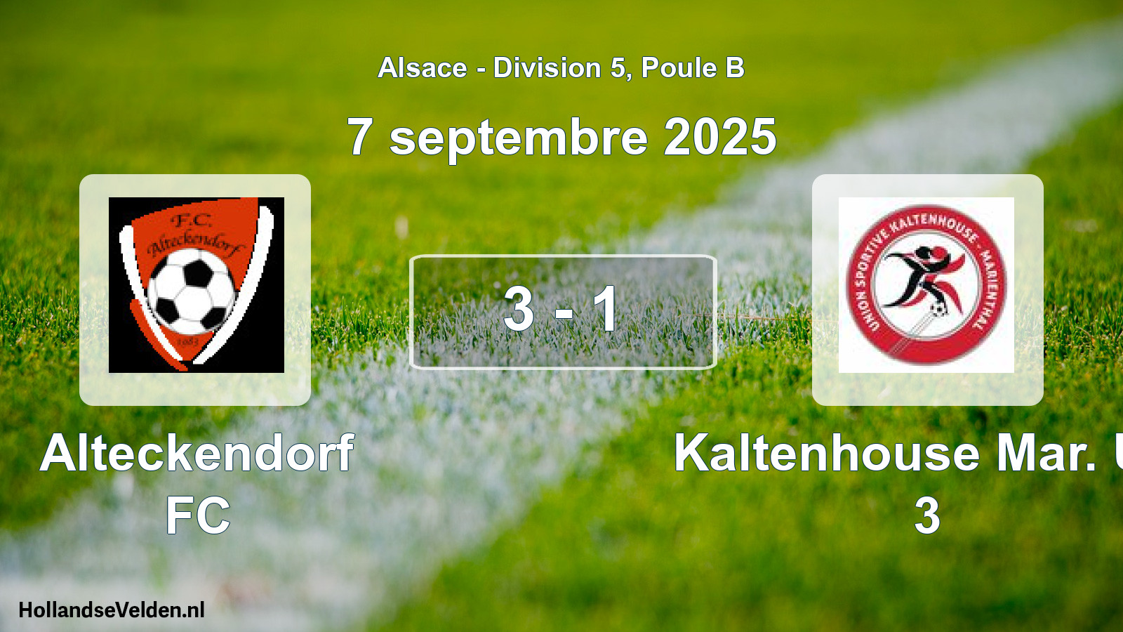 Match joué: Alteckendorf FC - Kaltenhouse Mar. US 3 3 - 1 (7 septembre 2025)