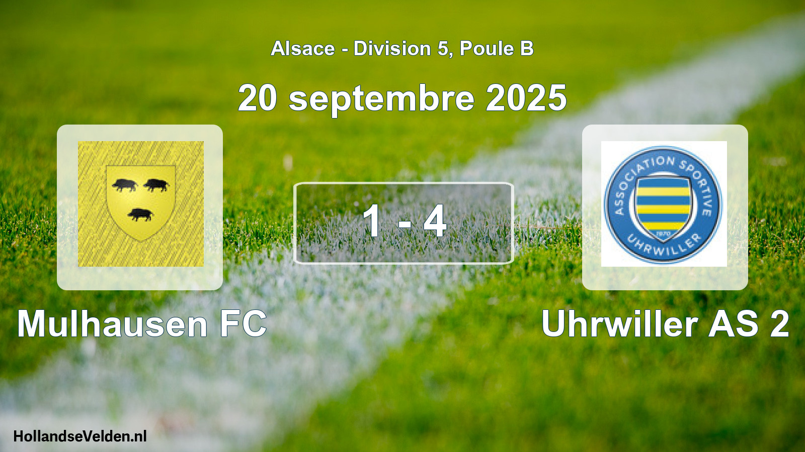 Match joué: Mulhausen FC - Uhrwiller AS 2 1 - 4 (20 septembre 2025)
