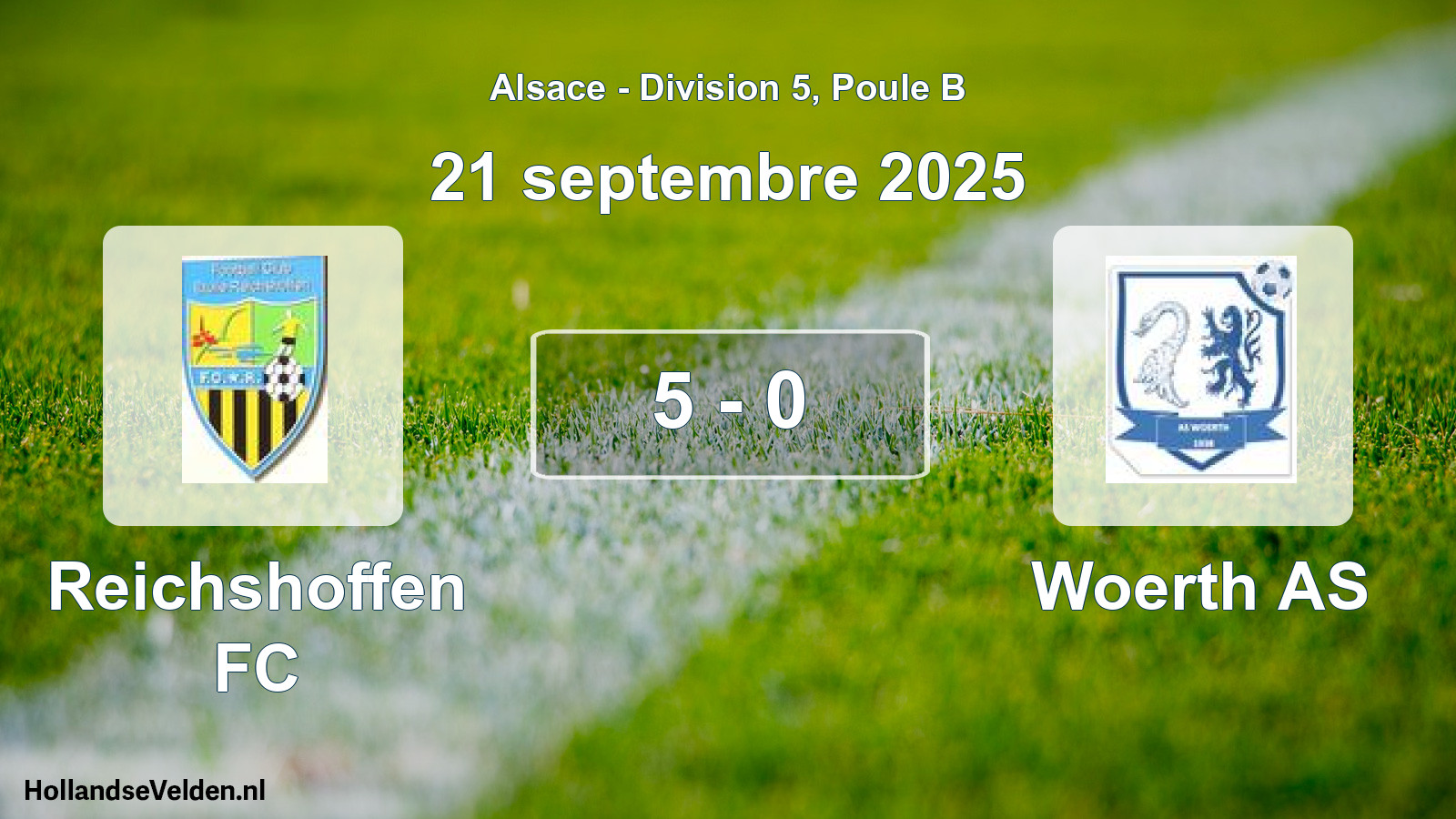 Match joué: Reichshoffen FC - Woerth AS 5 - 0 (21 septembre 2025)