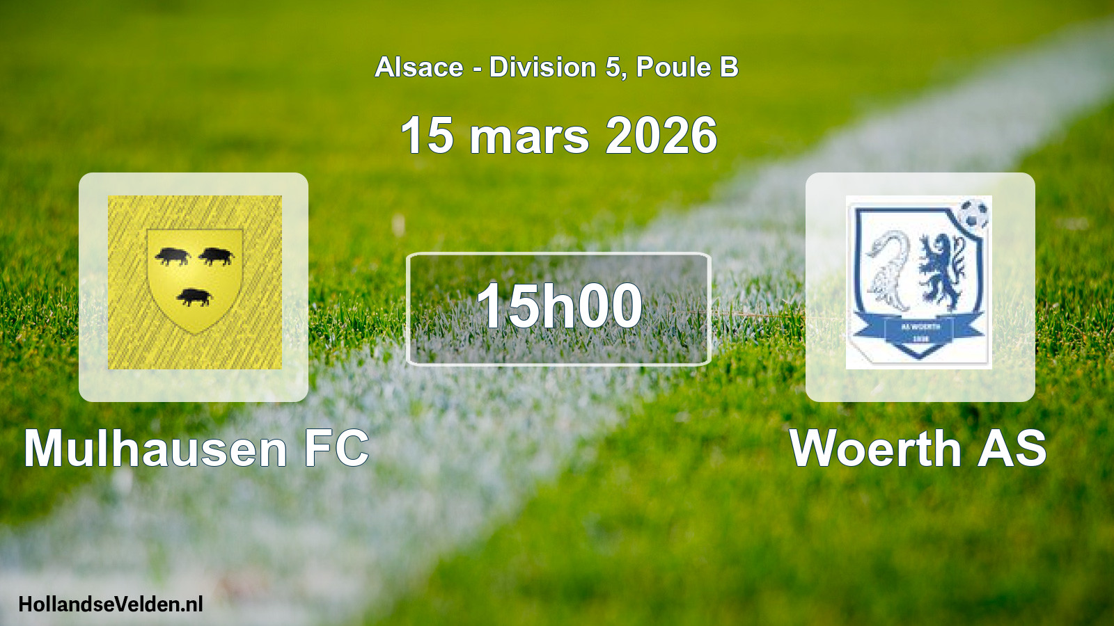 Match programmé: Mulhausen FC - Woerth AS (15 mars 2026)