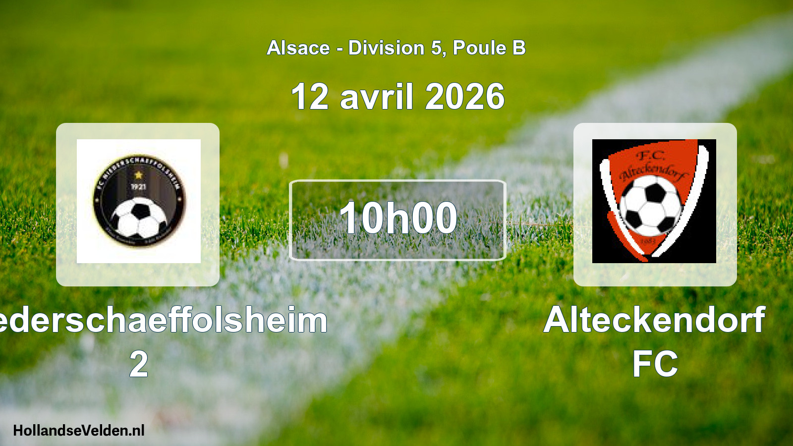 Match programmé: Niederschaeffolsheim 2 - Alteckendorf FC (12 avril 2026)