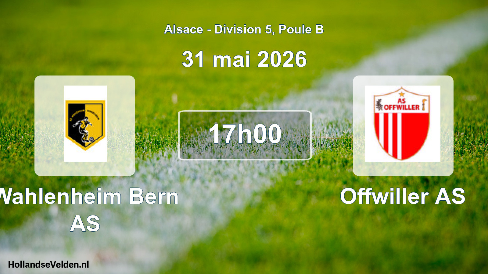 Match programmé: Wahlenheim Bern AS - Offwiller AS (31 mai 2026)