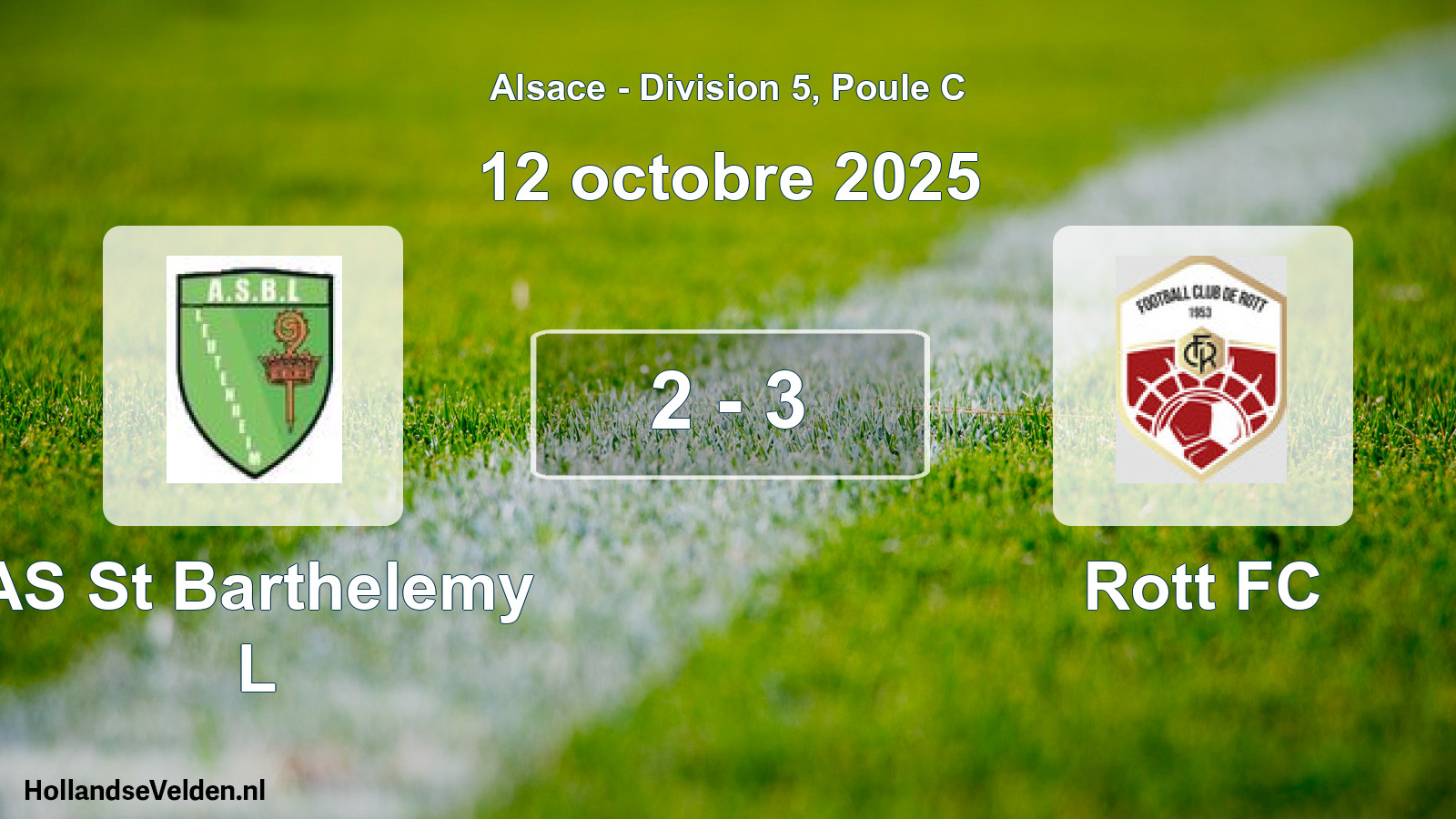 Gespeelde wedstrijd: AS St Barthelemy L - Rott FC 2 - 3 (12 oktober 2025)
