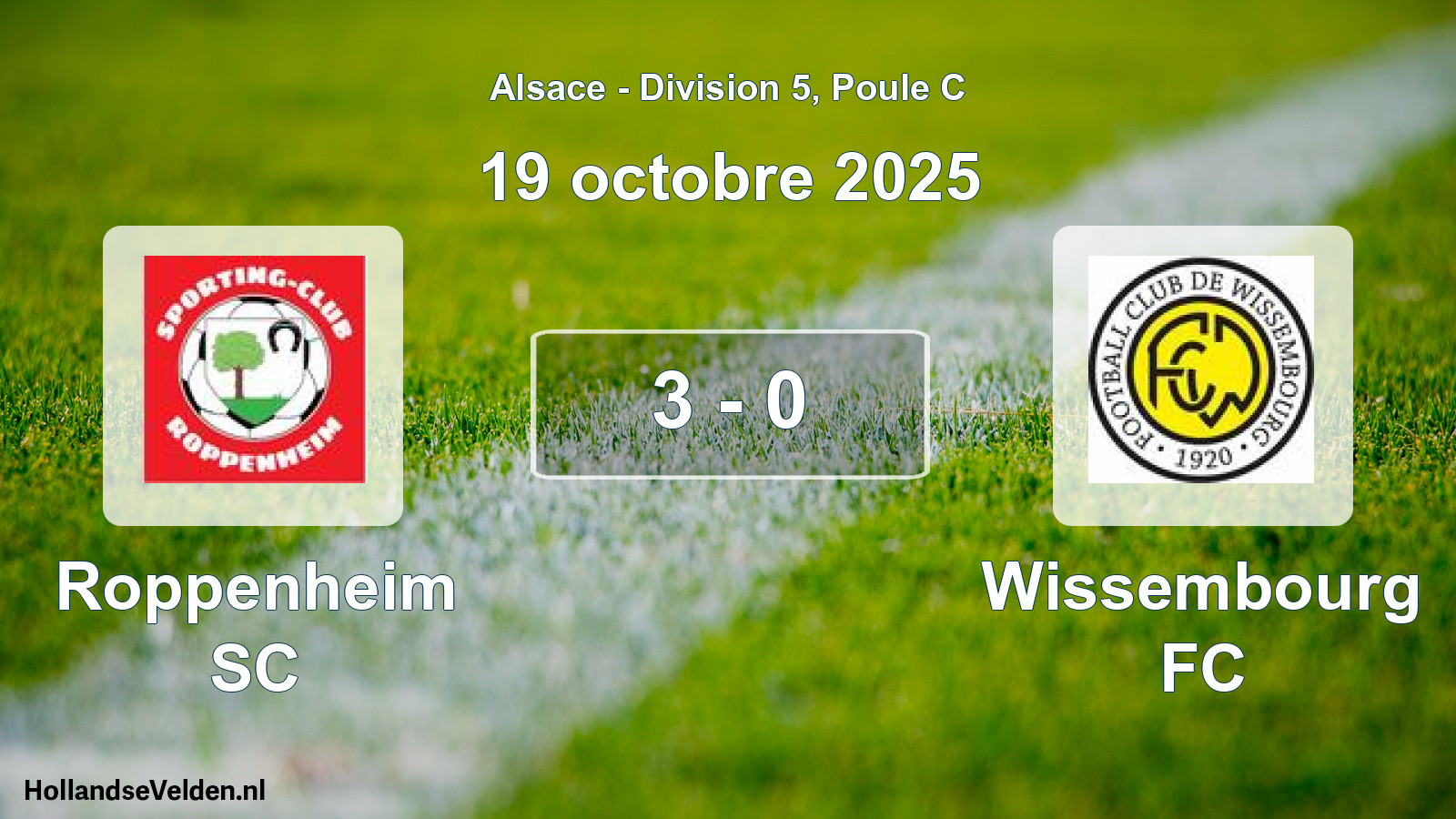 Match joué: Roppenheim SC - Wissembourg FC 3 - 0 (19 octobre 2025)