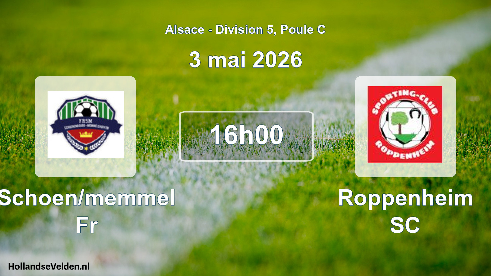 Match programmé: Schoen/memmel Fr - Roppenheim SC (3 mai 2026)
