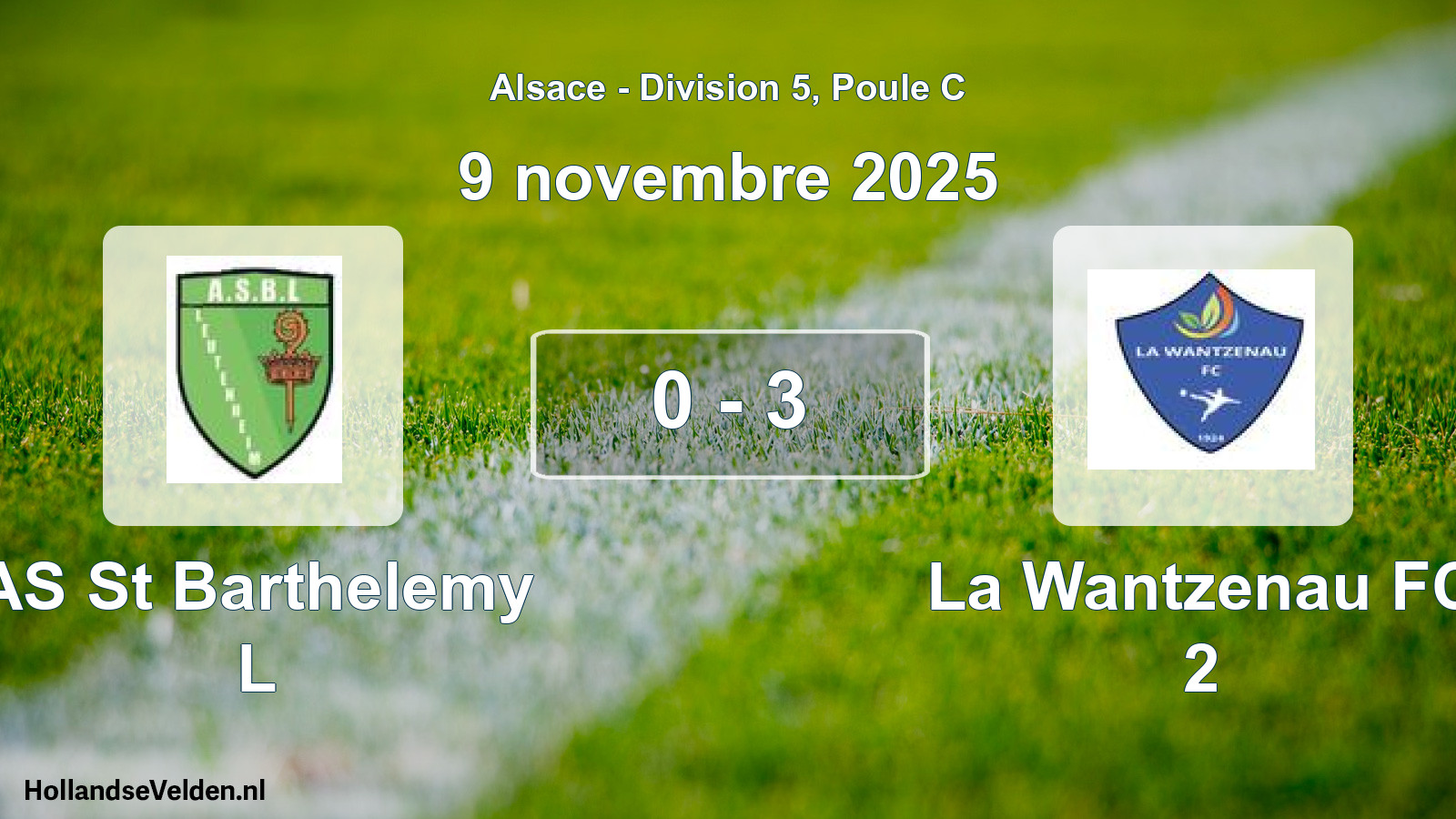 Match joué: AS St Barthelemy L - La Wantzenau FC 2 0 - 3 (9 novembre 2025)