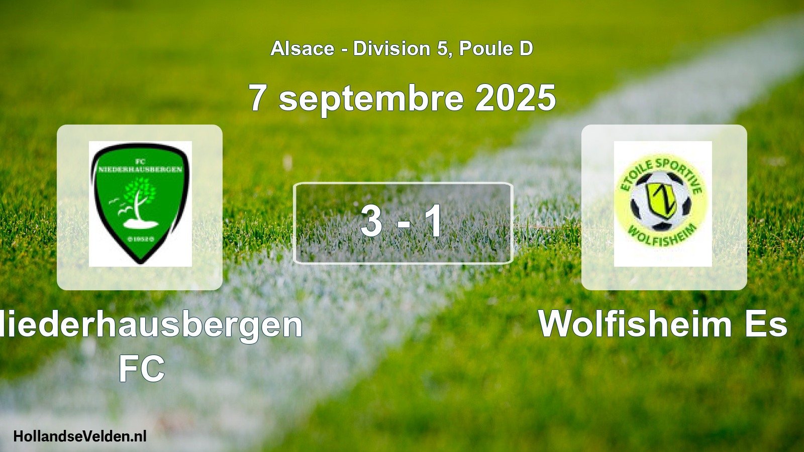 Match joué: Niederhausbergen FC - Wolfisheim Es 3 - 1 (7 septembre 2025)