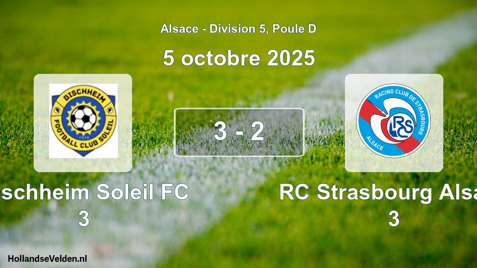 Total number of matches played: Bischheim Soleil FC 3 - RC Strasbourg Alsace 3 3 - 2 (5 October 2025)