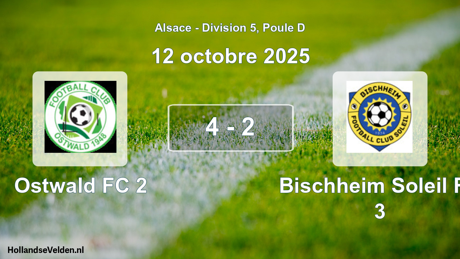 Match joué: Ostwald FC 2 - Bischheim Soleil FC 3 4 - 2 (12 octobre 2025)