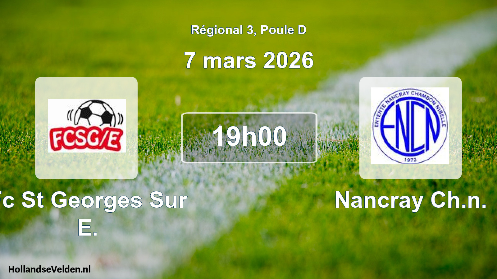 Geplande wedstrijd: Fc St Georges Sur E. - Nancray Ch.n. (7 mars 2026)