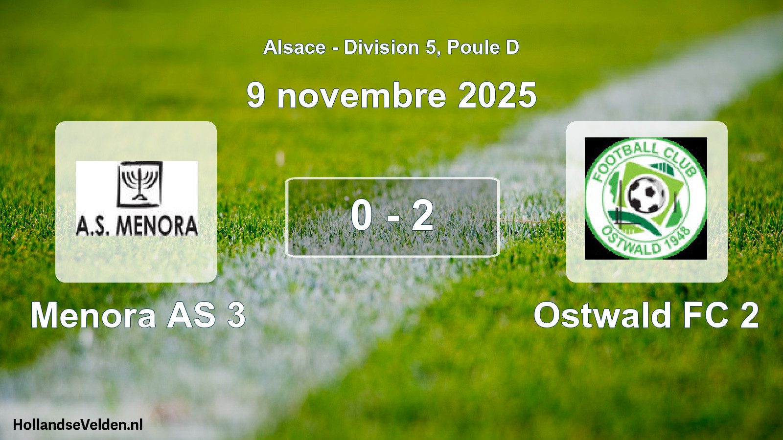 Gespeelde wedstrijd: Menora AS 3 - Ostwald FC 2 0 - 2 (9 november 2025)