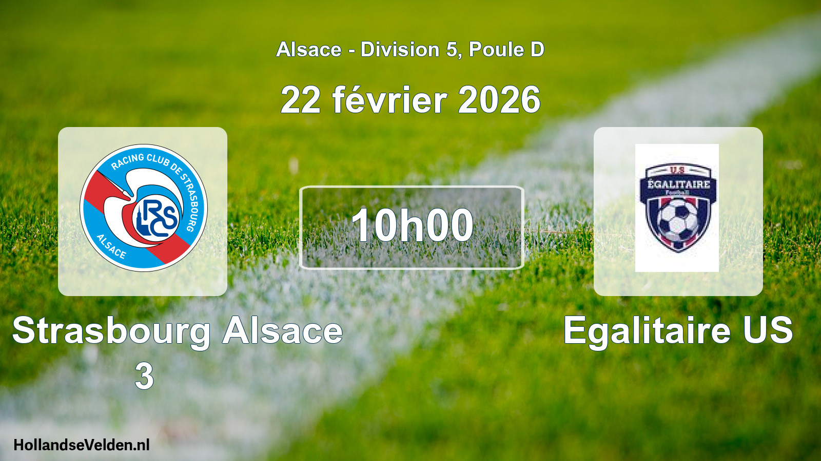 Match programmé: RC Strasbourg Alsace 3 - Egalitaire US (22 février 2026)