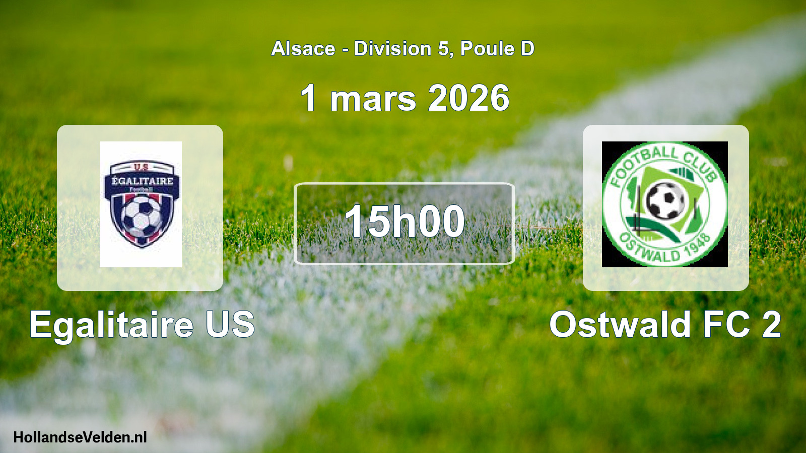 Match programmé: Egalitaire US - Ostwald FC 2 (1 mars 2026)