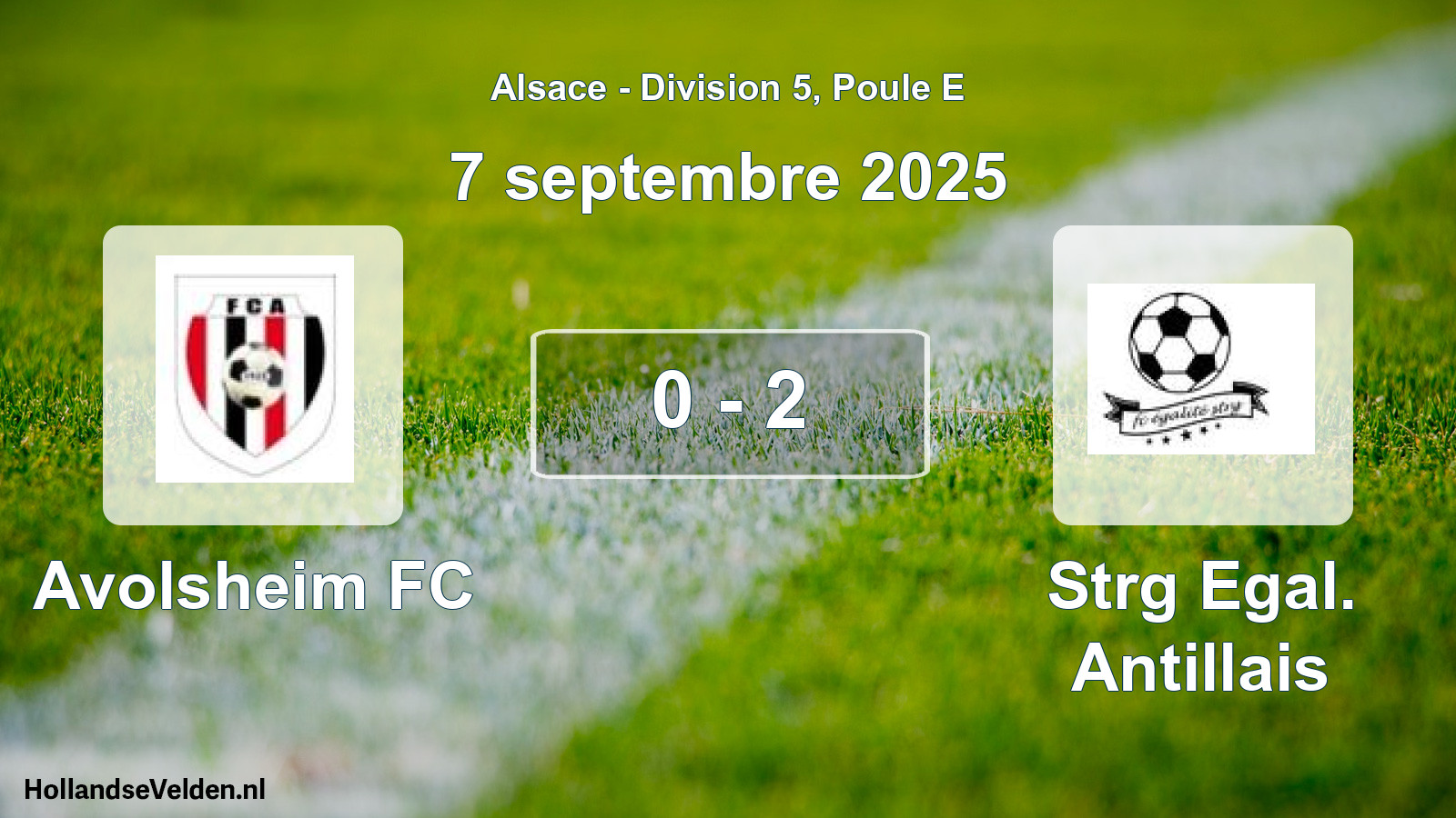 Gespeelde wedstrijd: Avolsheim FC - Strg Egal. Antillais 0 - 2 (7 september 2025)