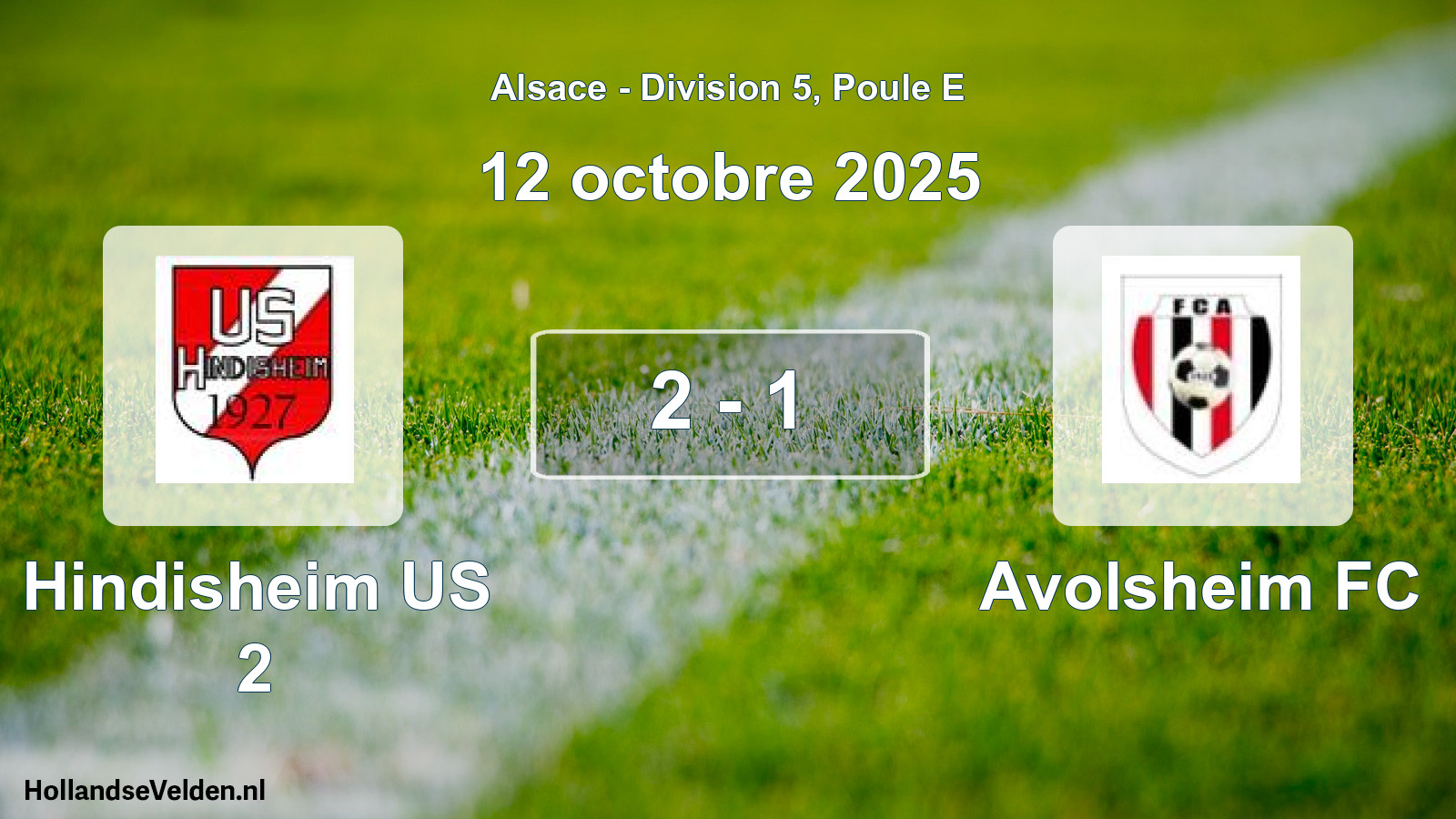 Match joué: Hindisheim US 2 - Avolsheim FC 2 - 1 (12 octobre 2025)