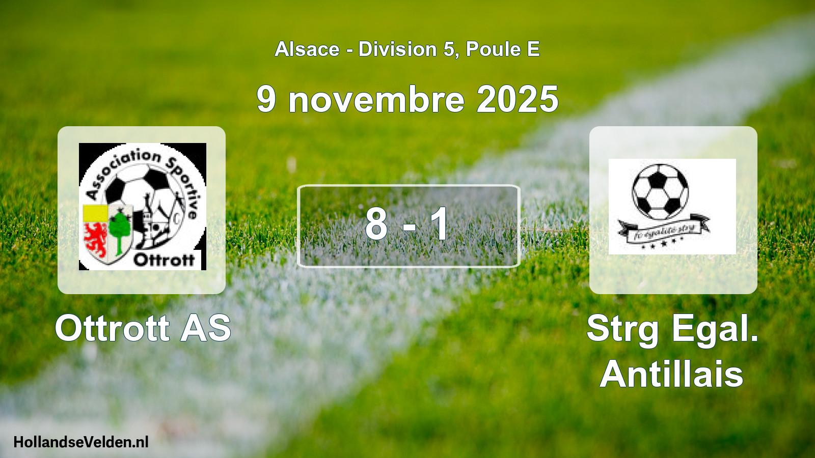 Gespeelde wedstrijd: Ottrott AS - Strg Egal. Antillais 8 - 1 (9 november 2025)