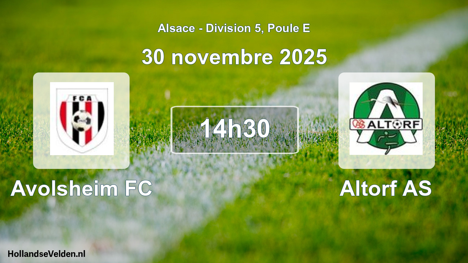 Match programmé: Avolsheim FC - Altorf AS (30 novembre 2025)