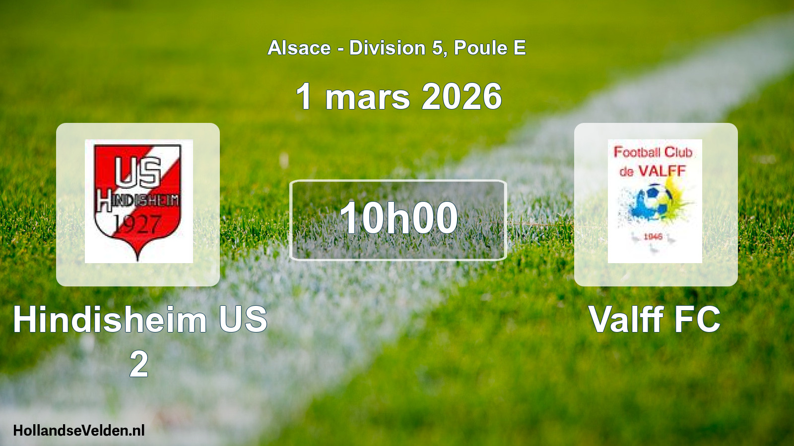 Geplande wedstrijd: Hindisheim US 2 - Valff FC (1 maart 2026)