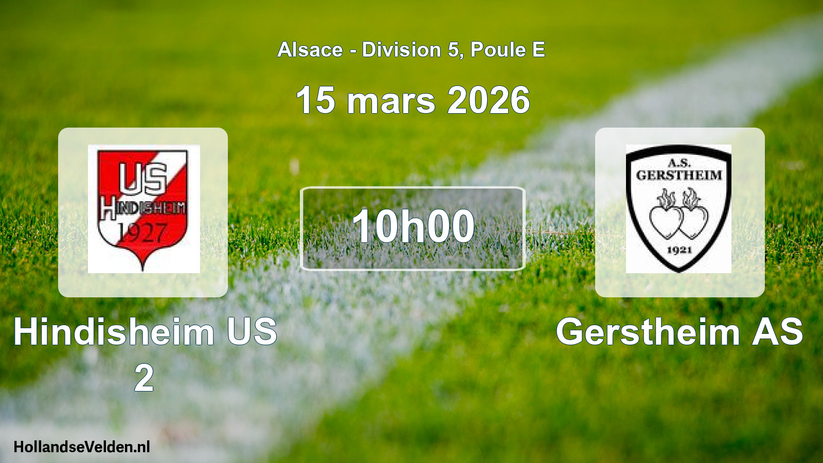 Match programmé: Hindisheim US 2 - Gerstheim AS (15 mars 2026)