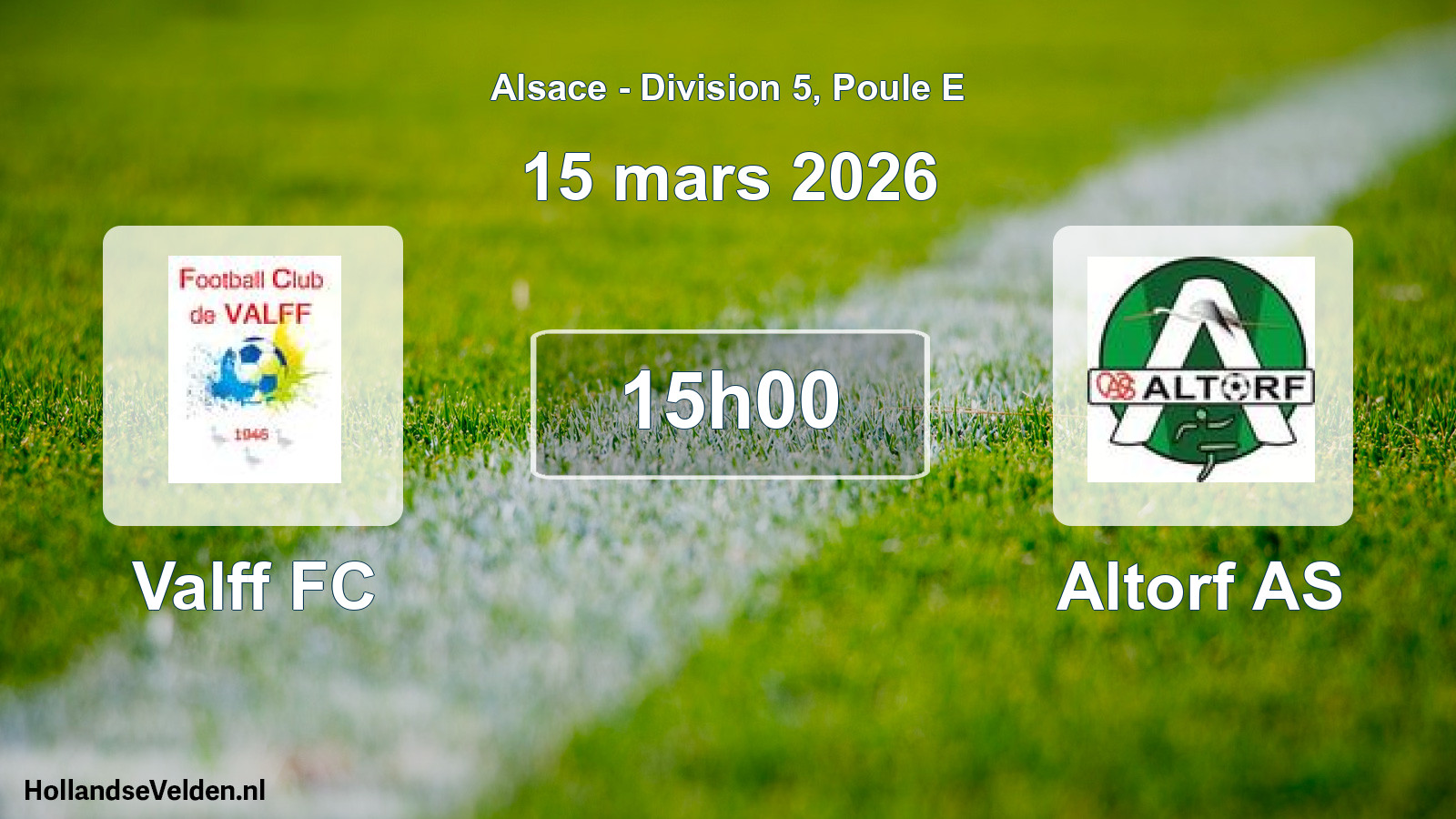 Geplande wedstrijd: Valff FC - Altorf AS (15 maart 2026)
