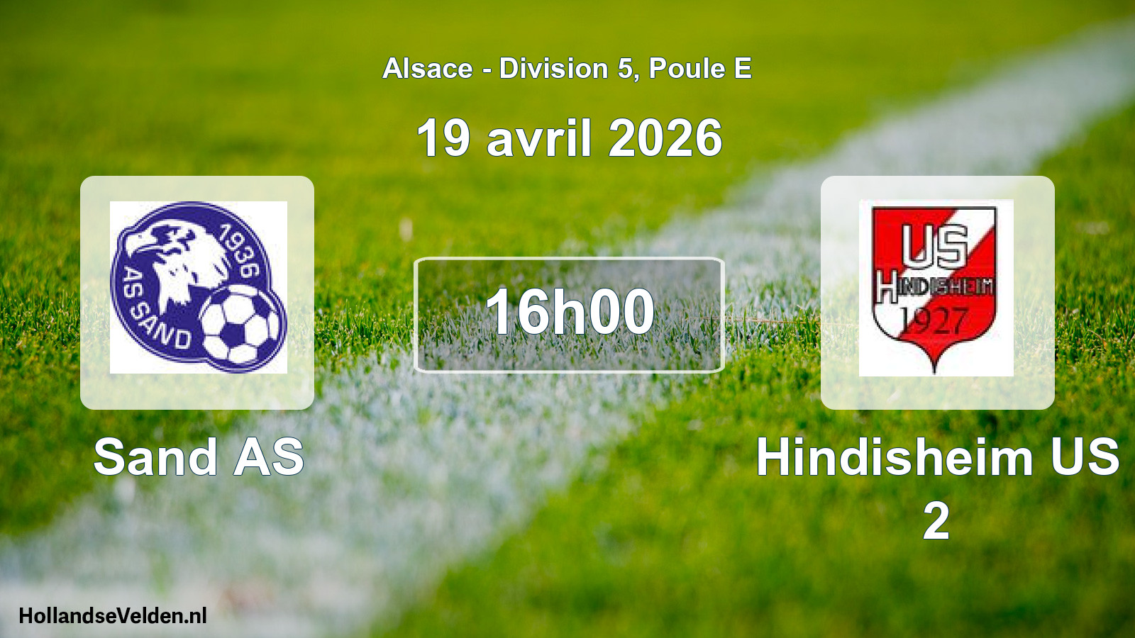 Match programmé: Sand AS - Hindisheim US 2 (19 avril 2026)