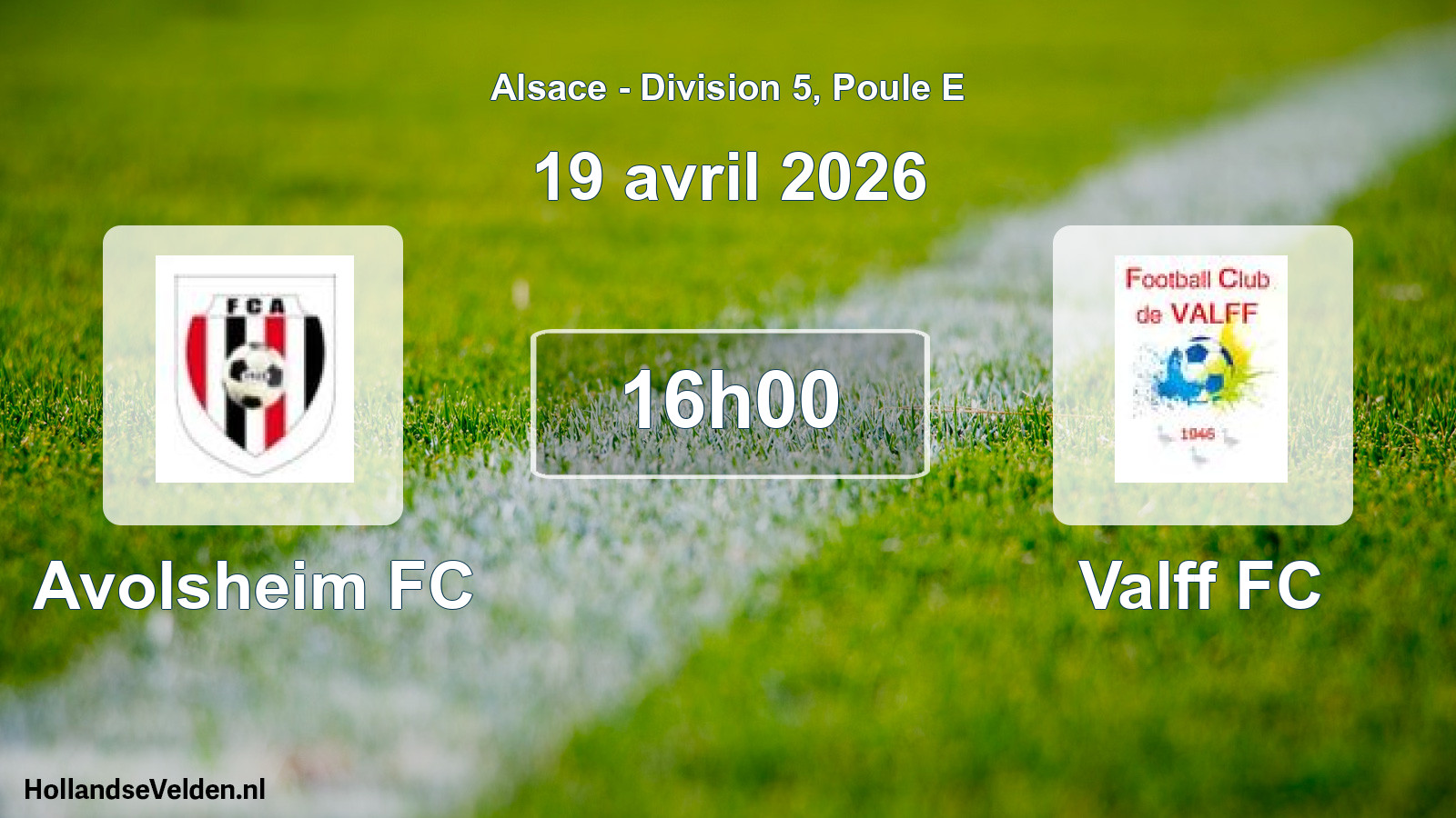 Match programmé: Avolsheim FC - Valff FC (19 avril 2026)